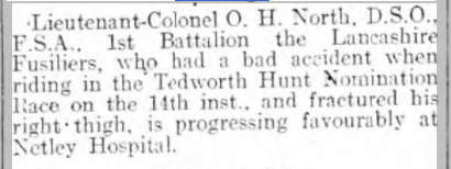 Lt-Colonel North at Netley Hospital in 1924
