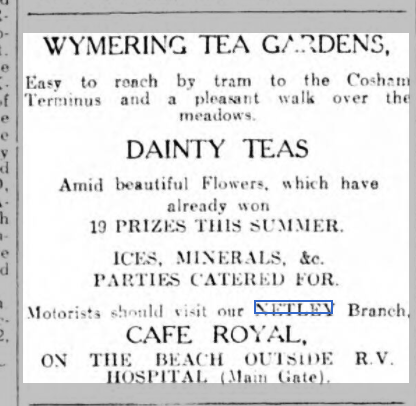 Cafe Royal on the beach at Netley Hospital 1924