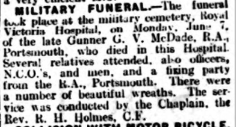 Gunner McDade at Netley Hospital in 1926