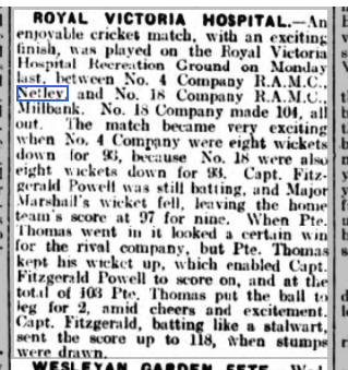 Cricket at Netley Hospital in 1926