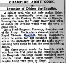 Staff Sergeant Pomeroy Cook at Netley Hospital 1926