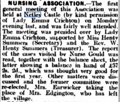 First meeting of Nursing Association at Netley Abby in 1926