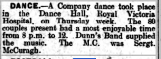 Dunn's Band plays at Netley Hospital Dance 1928