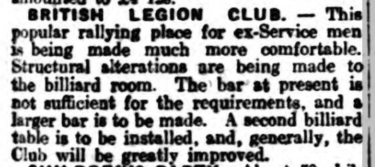 British Legion Club Netley gets makeover 1929