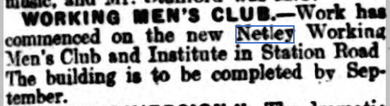 New Netley Working Men's Club + Institute 1929