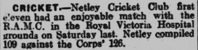 RAMC Netley play Netley Village at Cricket 1930