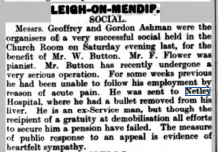 Ex-Service man Button at Netley Hospital 1931