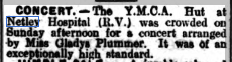 Concert in YMCA Hut, Netley Hospital in 1932
