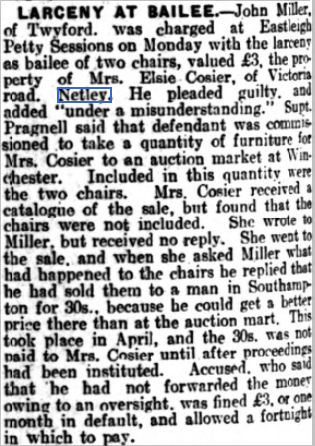 British Newspaper Archives extract Past Lives + Times of Netley Village - Cosier; Meikle