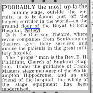 Garrison Theatre at Netley Hospital 1934