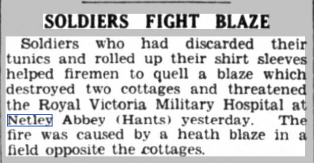 Soldiers fight blaze close to Netley Hospital 1935