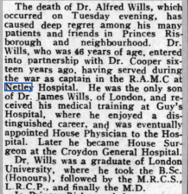 Dr Alfred Wills at Netley Hospital