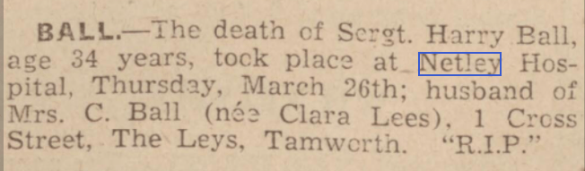 Sergeant Ball at Netley Hospital