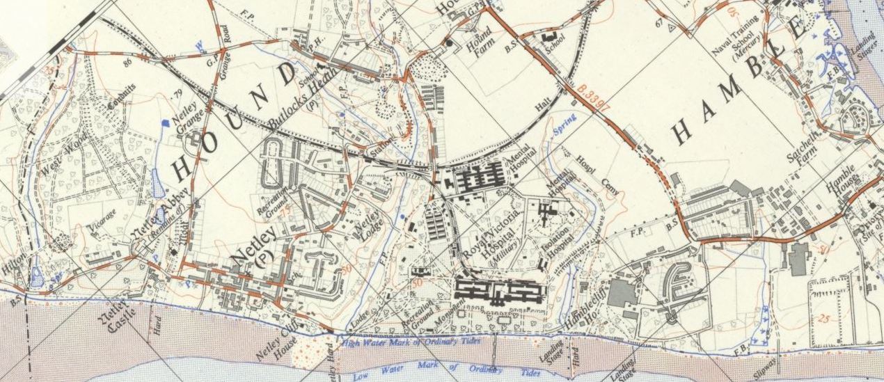 Map of Netley Abbey Village and Hospital 1951