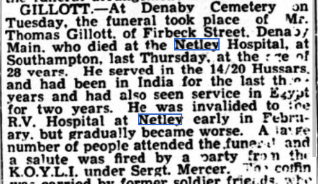 Thomas Gillott at Netley Hospital 1937
