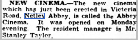 New Cinema for Netley Abbey 1937