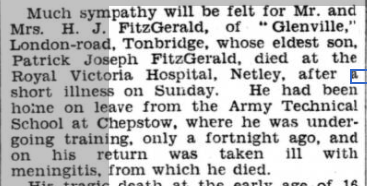 Cadet FitzGerald at Netley Hospital 1938