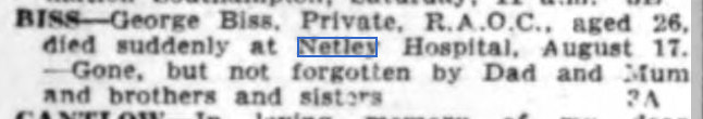 Private George Biss RAO Netley Hospital 1938