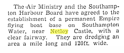 Empire Flying Boat Base at Netley 1938