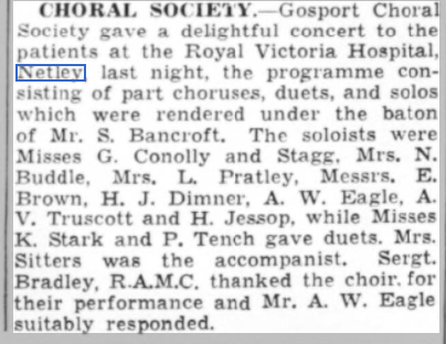 Gosport Choral Society at Netley Hospital 1939