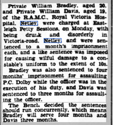 Privates Bradley + Davis at Netley Hospital 1939