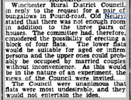 Flats in Pound Road, Old Netley in 1939