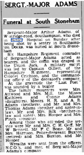 Sgt Major Arthur Adams at Netley Hospital 1940