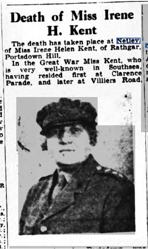 She died on 02/08/1940 Miss Irene H Kent at Netley 1940
