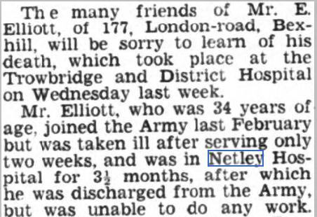 Private Elliott at Netley Hospital 1940