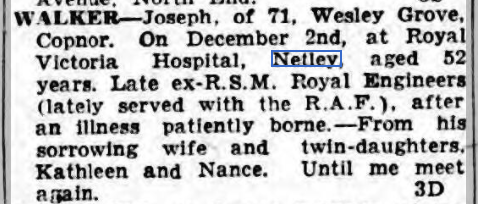 RSM Joseph Walker at Netley Hospital 1941