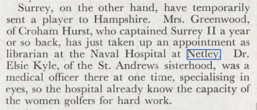 Mrs Greenwood and Dr Kyle at Netley Hospital 1941