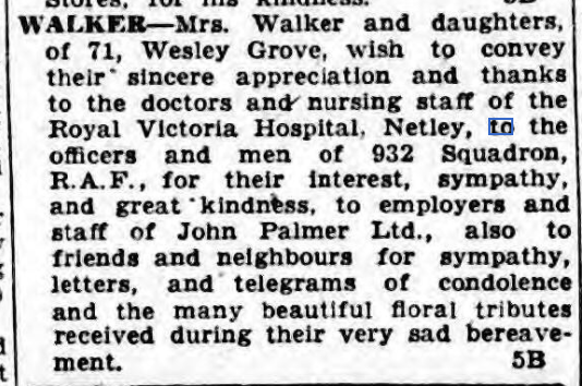 RSM Joseph Walker at Netley Hospital 1941