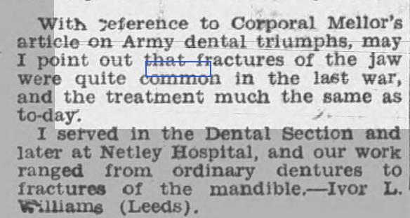 Ivor L Williams Netley Hospital 1943