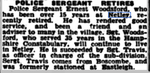 British Newspaper Archives Netley's Police Sergeant Woodsford retires in 1943
