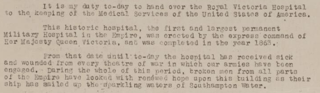 Transfer of RVH Netley to US Army 1944