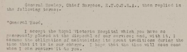 Transfer of RVH Netley to US Army 1944
