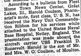 Harold Coulson US Navy at Netley Hospital 1945