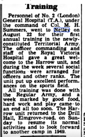 New Territorial Army Training at Netley Hospital 1948