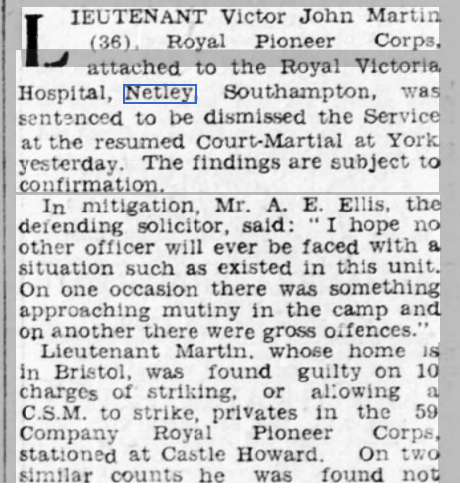 Lt Victor John Martin at Netley Hospital 1949