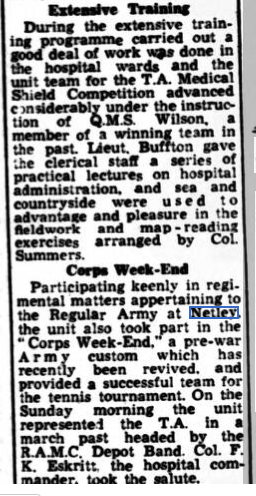 Territorial Army Camp at Netley Hospital 1949