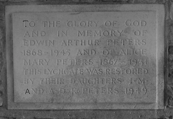Memorial Plaque to Dr and Mrs Peters at St Mary's Church Hound