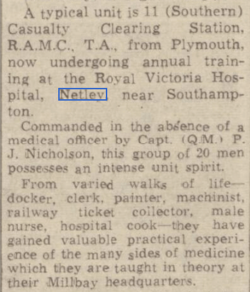 Plymouth RAMC TA at Netley Hospital 1950