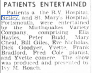 Mirthquakes Variety at Netley Hospital 1950