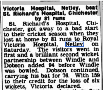 Cricket at Netley Hospital 1951