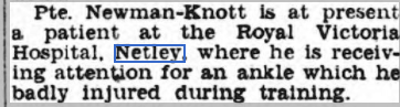 Private Newman-Knott at Netley Hospital 1951