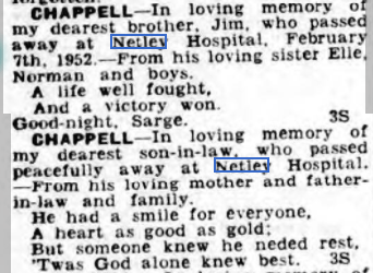 Sergeant Jim Chappell at Netley Hospital 1952