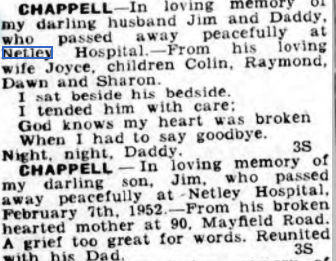 Sergeant Jim Chappell at Netley Hospital 1952