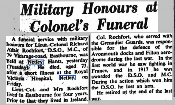 Lt-Colonel Richard Adair Rochfort at Netley Hospital 1954