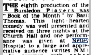 Bursledon Players at Netley Hospital 1956