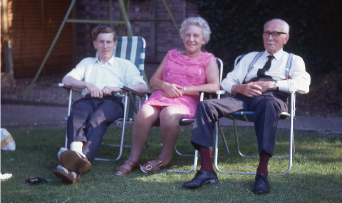 Betty Binstead, Gordon Meikle and Grand-dad George Cosier in 1971